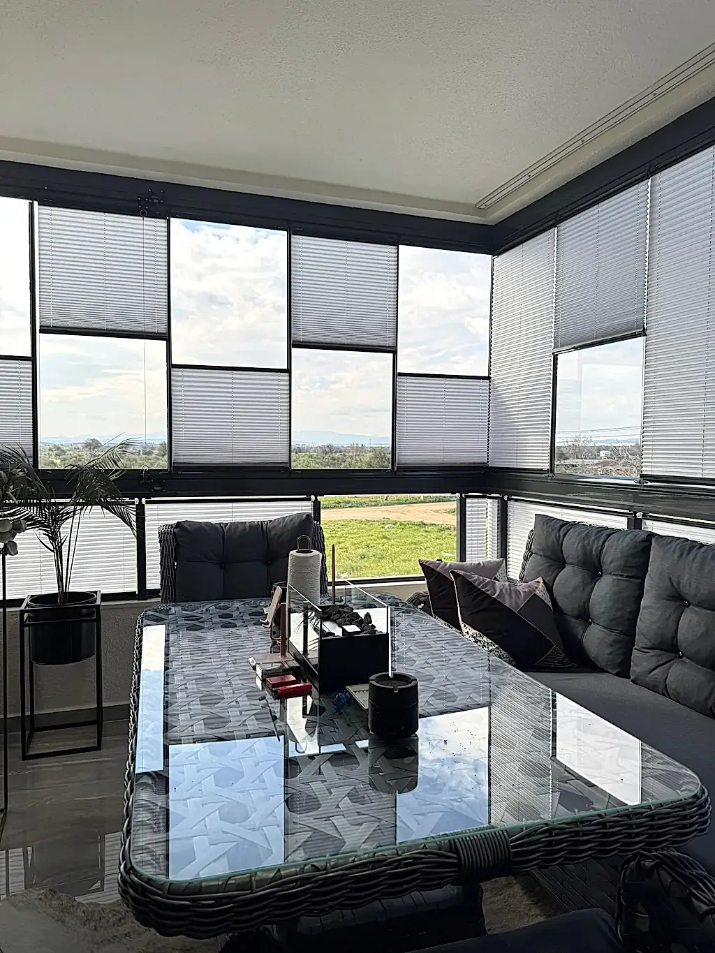 Cam Balkon İçin Güneş Kırıcı Plise Perde